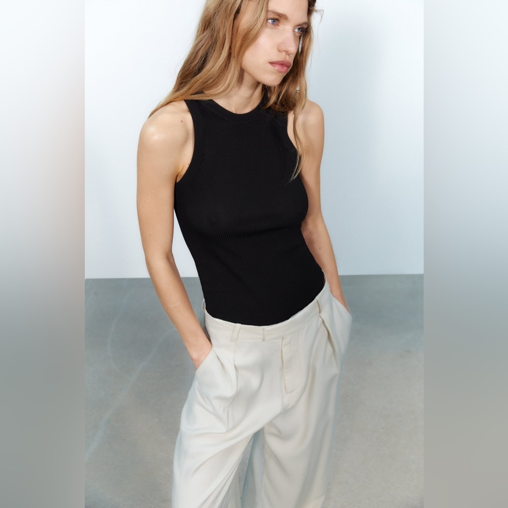 Zara Rib Knit Top - Black